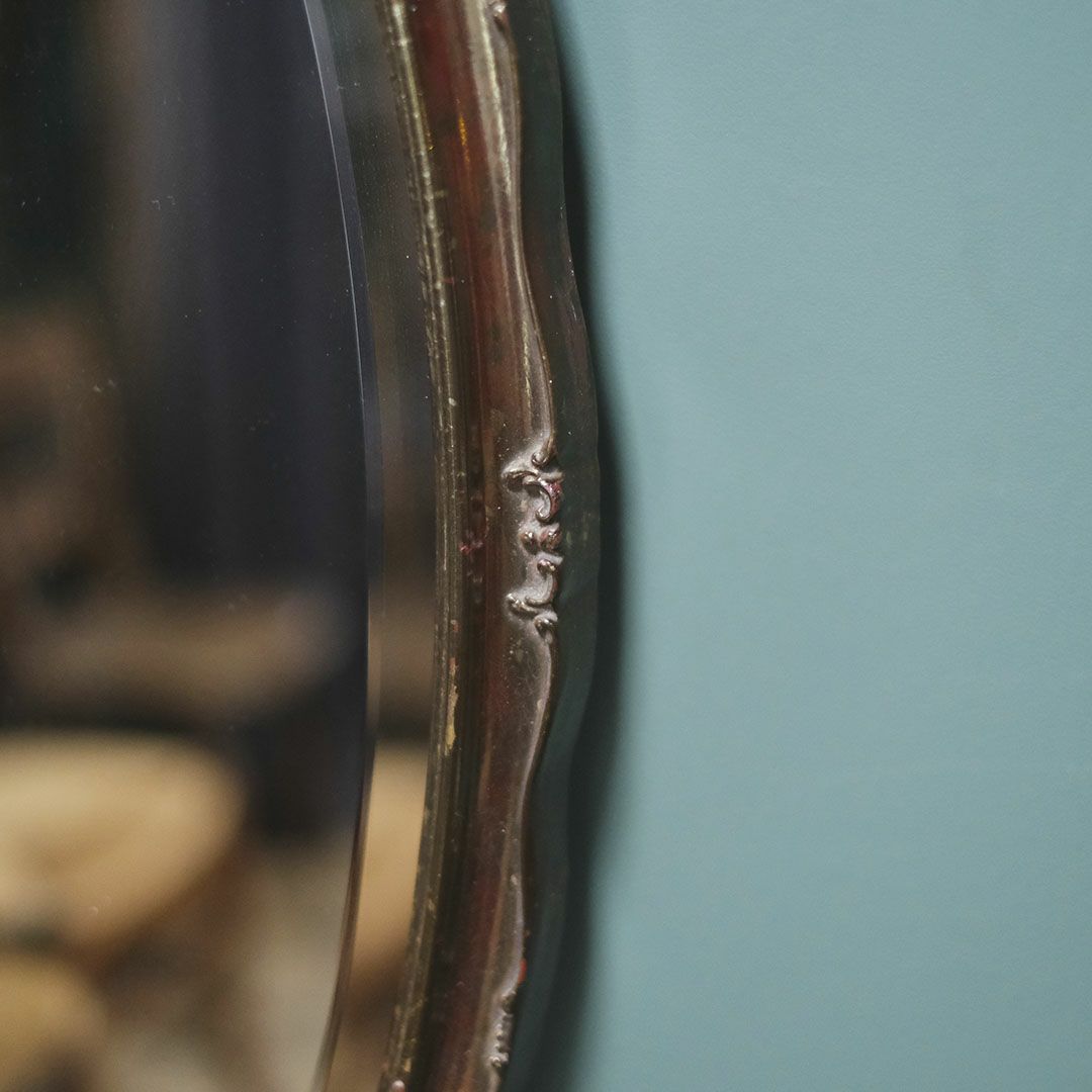 ヴィンテージ オーバルミラー ブラウンゴールド イギリス 縦横兼用 壁面鏡