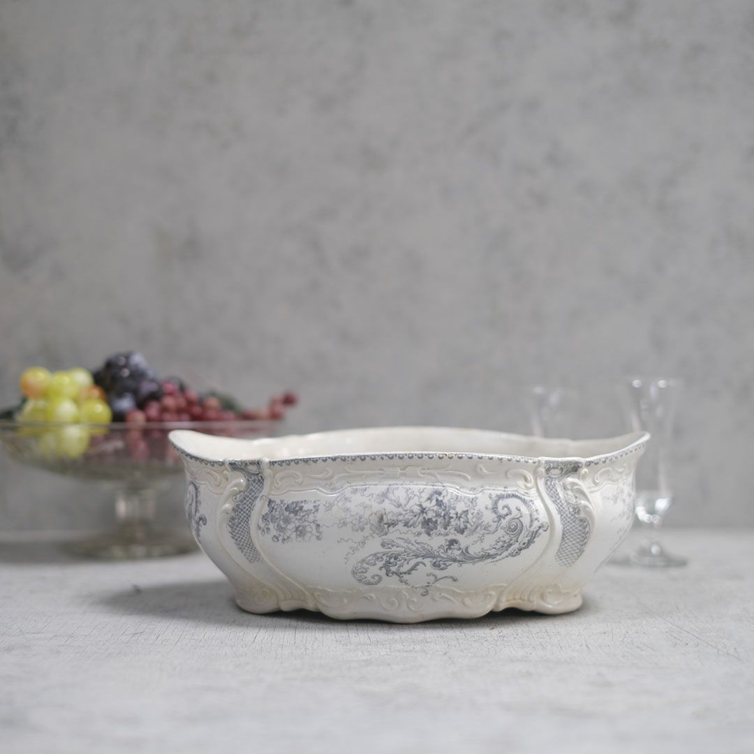 アンティークLONGWY窯 ボウル 北フランス ロンウィで1930年頃作られた皿陶器
