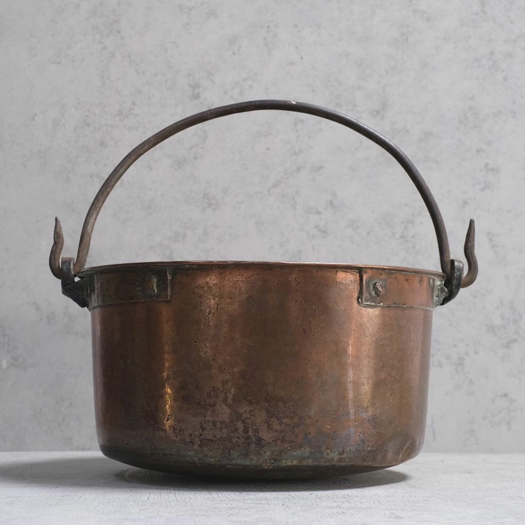 アンティーク 銅鍋 イギリスで19世紀中期に作られたコッパー製の古い大鍋1
