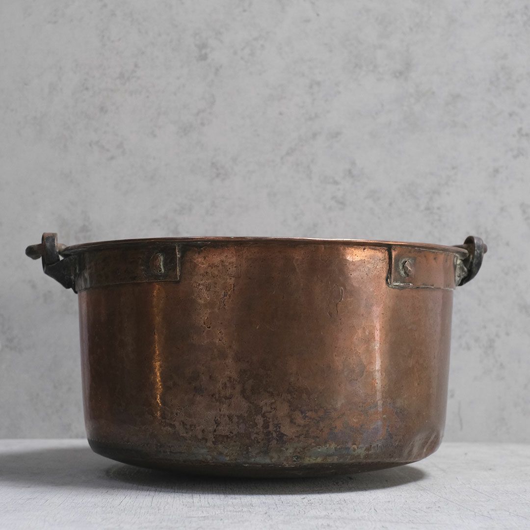 アンティーク 銅鍋 イギリスで19世紀中期に作られたコッパー製の古い大鍋2
