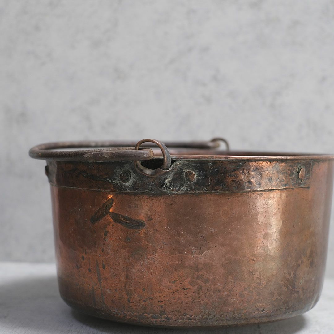 アンティーク 銅鍋 イギリスで19世紀中期に作られたコッパー製の古い大鍋5