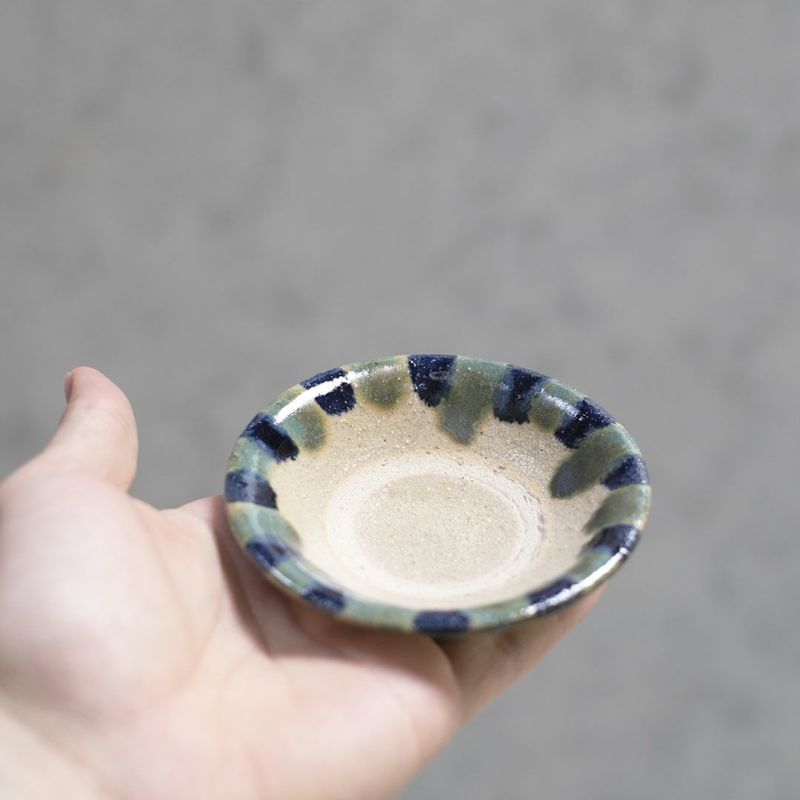 沖縄 やちむん 豆皿set 新品☻ きら星工房&海花音工房&玉城焼 やちむん 沖縄 宮城正享 豆皿B 青 ライン 読谷村北窯 小皿 の