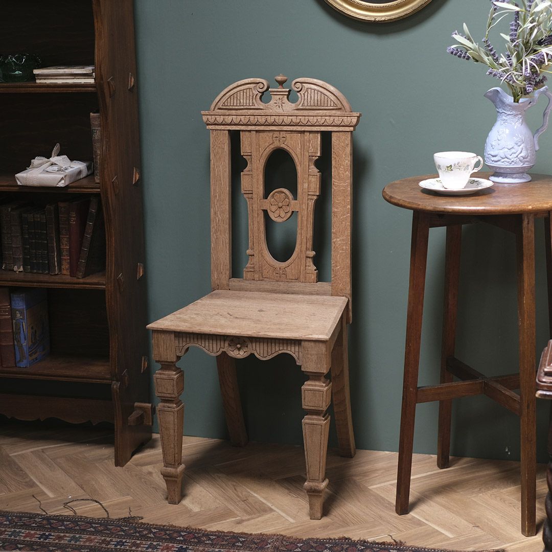 アンティーク ホールチェアD 剥離されたエントランスチェア 飾り椅子 マホガニー イギリス