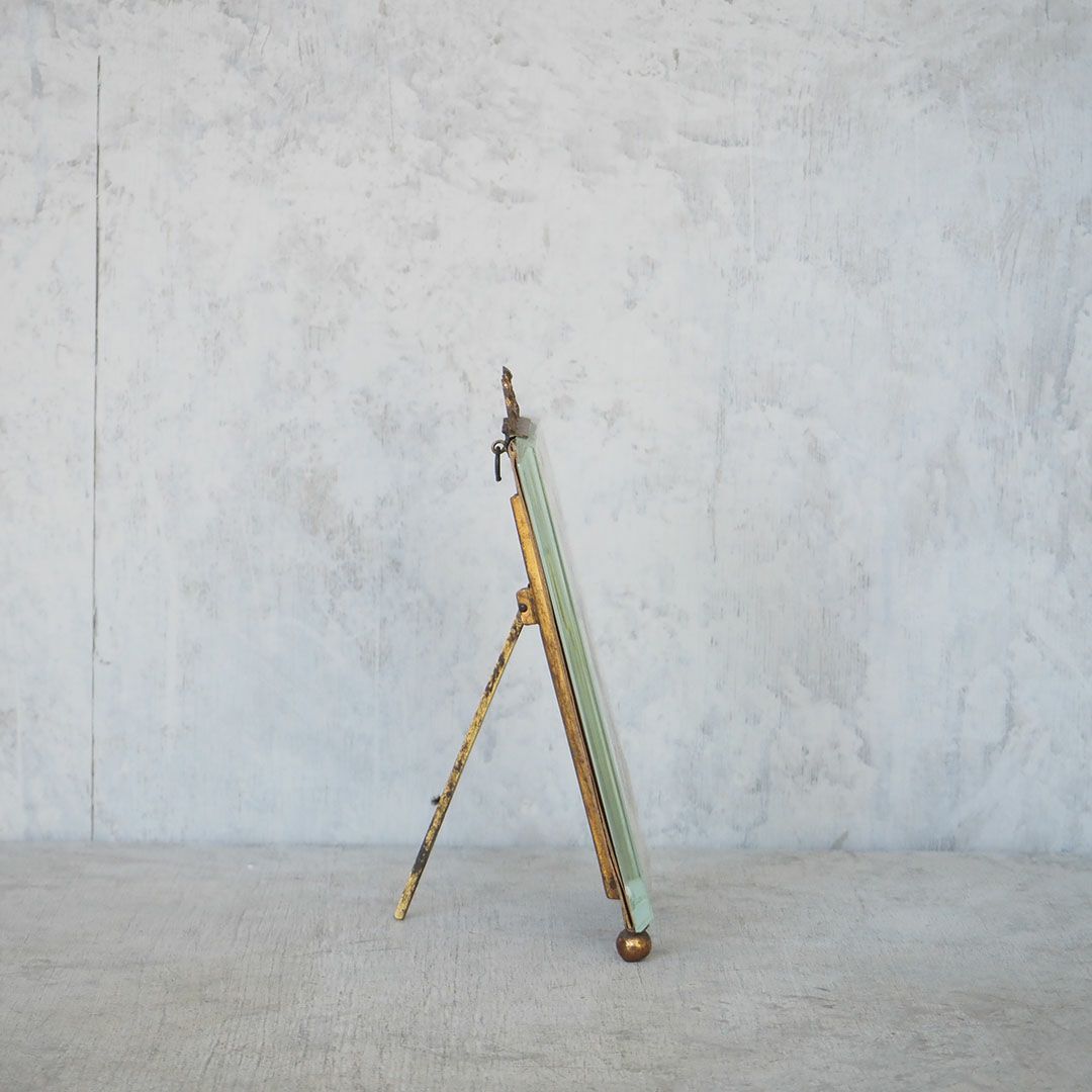 アンティークフォトフレーム フランス ガラスのシンプルな写真立て リボン装飾3