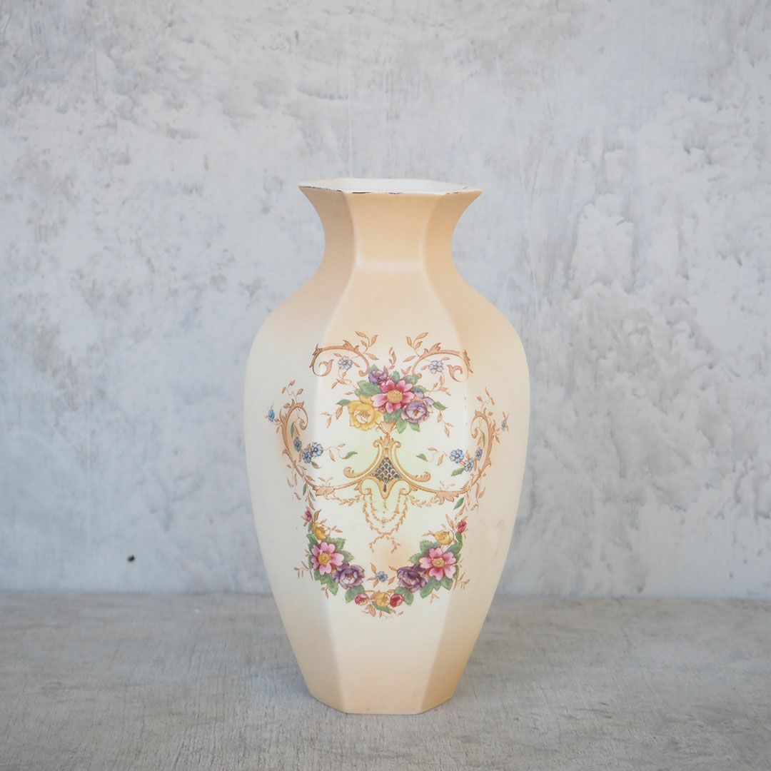 アンティークフラワーベース イギリス CROWN WARE DUCAL LOUIS  陶器の花瓶