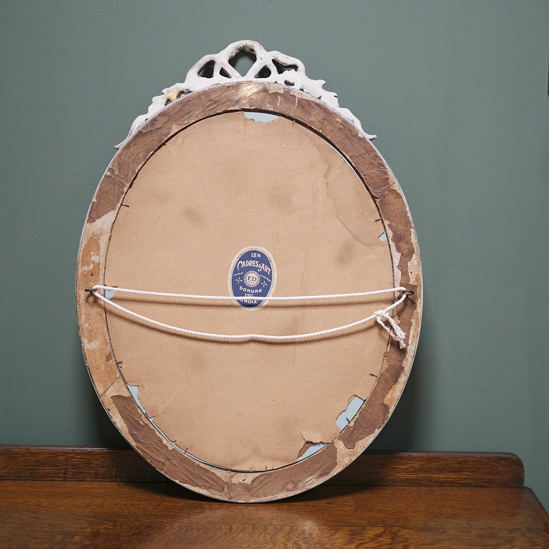 アンティークミラー フランス リボン装飾の鏡 ロココ シャビーシック