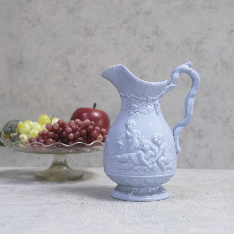 ヴィンテージジャグ フランス 淡いブルー 陶器の水差しの通販 アンティークショップMALTOオンライン