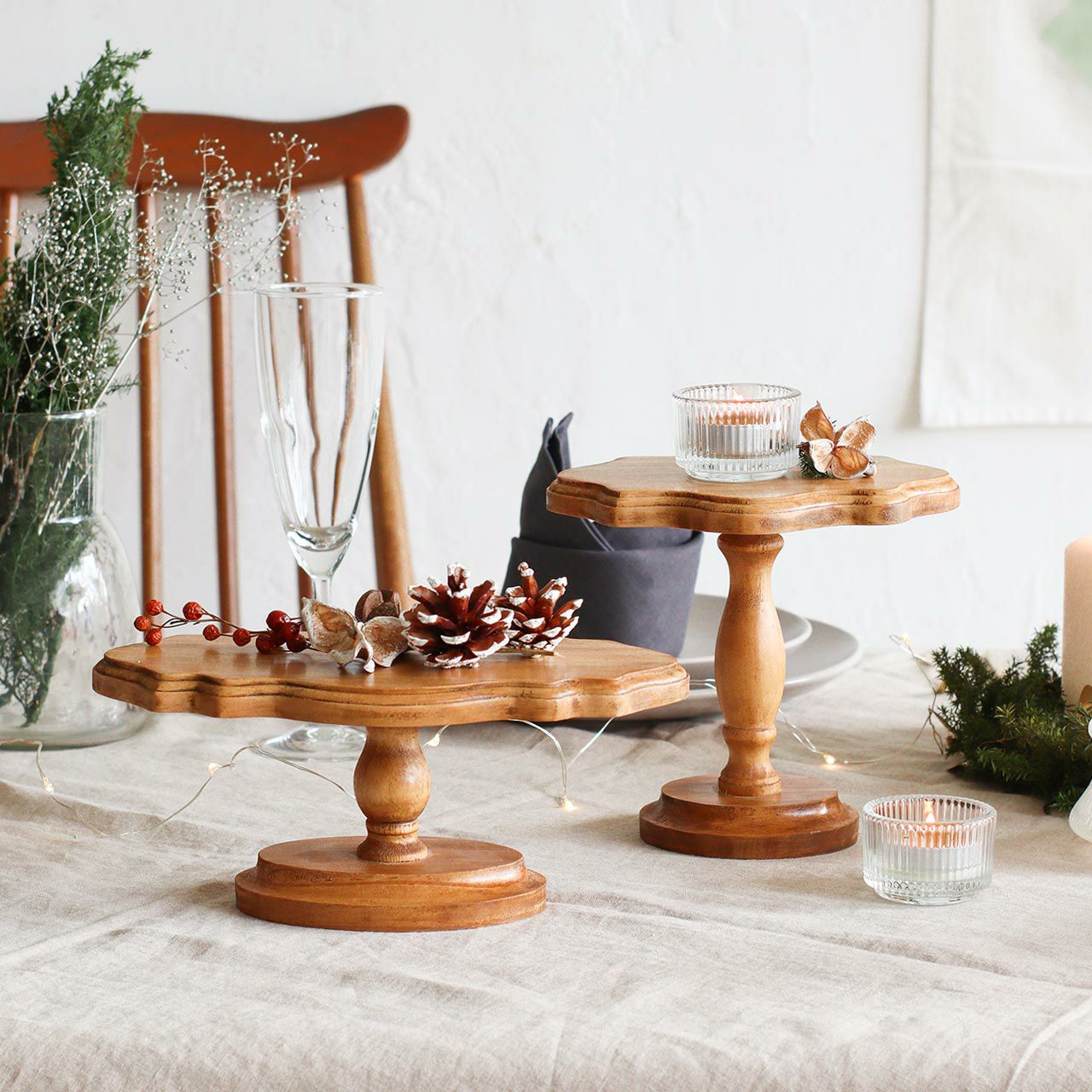 素朴なパインのコンポート ディスプレイスタンド の通販 おしゃれな