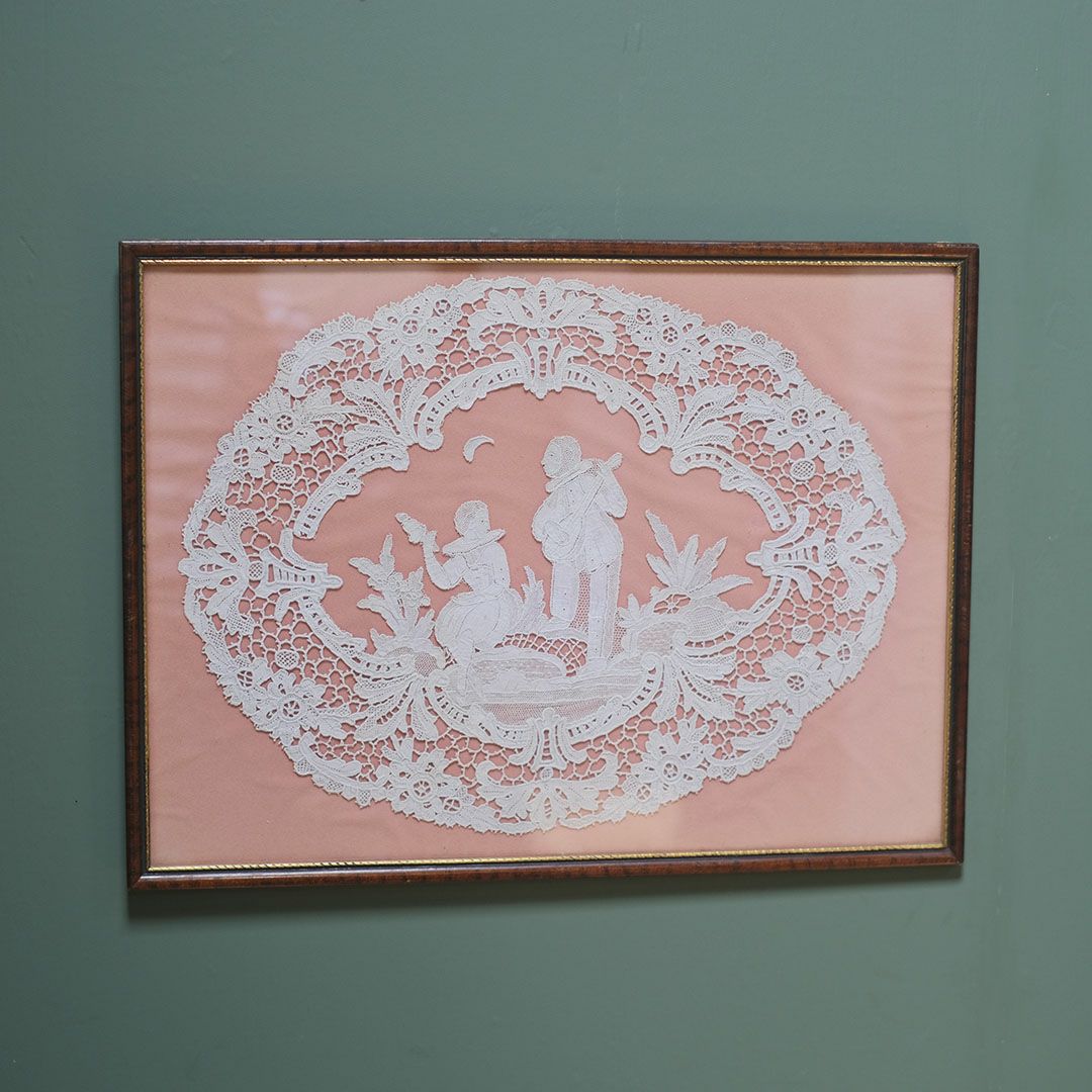 ヴィンテージ エンブロイダリーレースピクチャー イギリス 刺繍絵