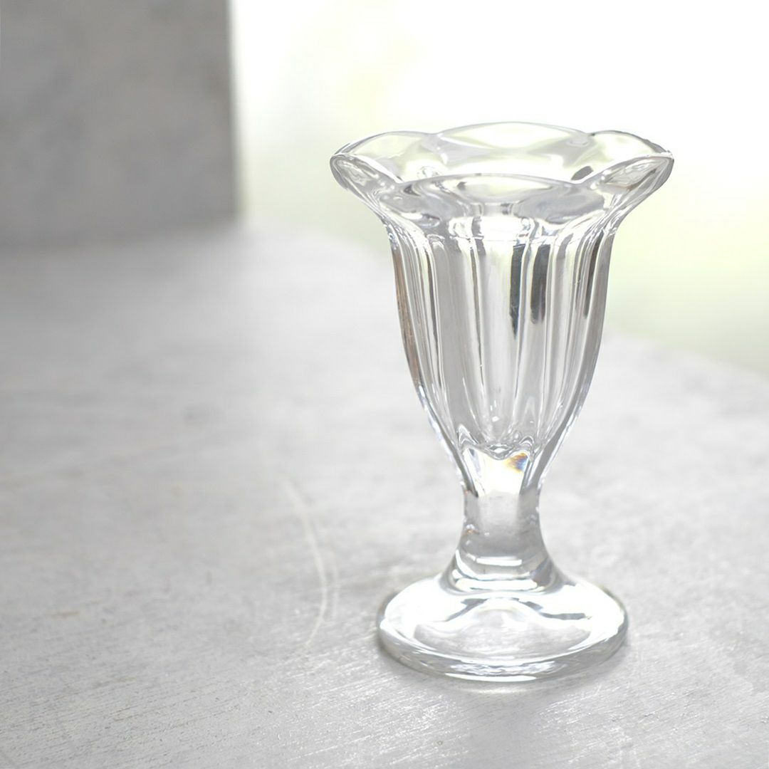 ヴィンテージサンデーグラス フランス プレスガラス アンティーク食器