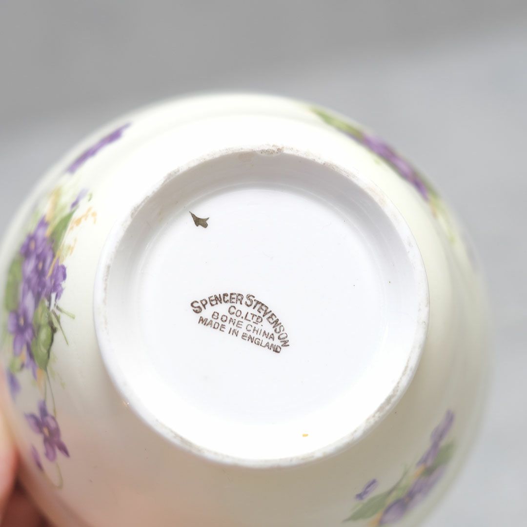 アンティークシュガーボウル バイオレット イギリス SPENCER STEYENSON 菫07