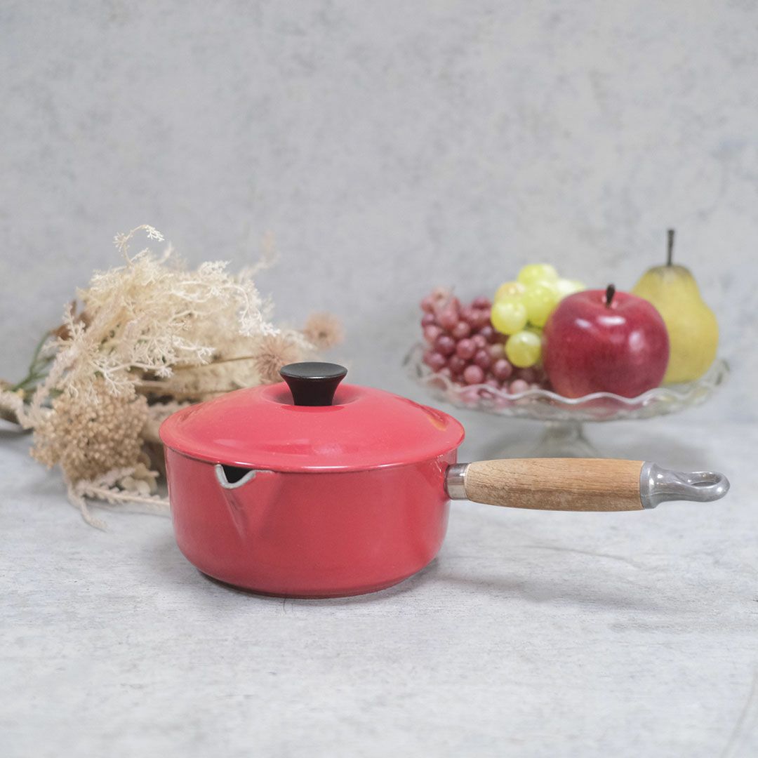 ヴィンテージ Le Creuset（ルクルーゼ）鍋 赤 片手鍋 フランス S