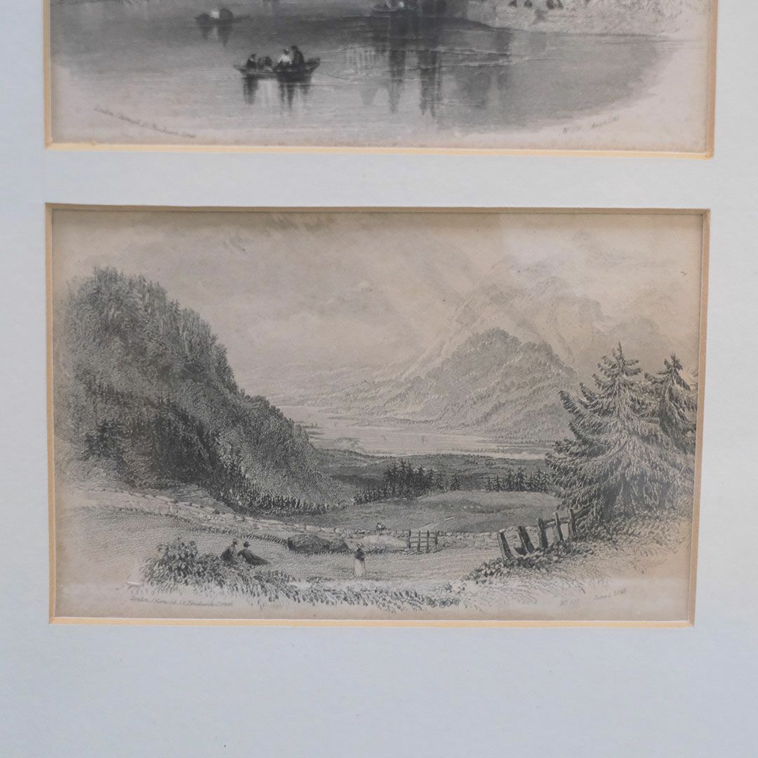 アンティークリトグラフピクチャー Skiddaw and Bassenthwaite 絵 イギリス 1845年