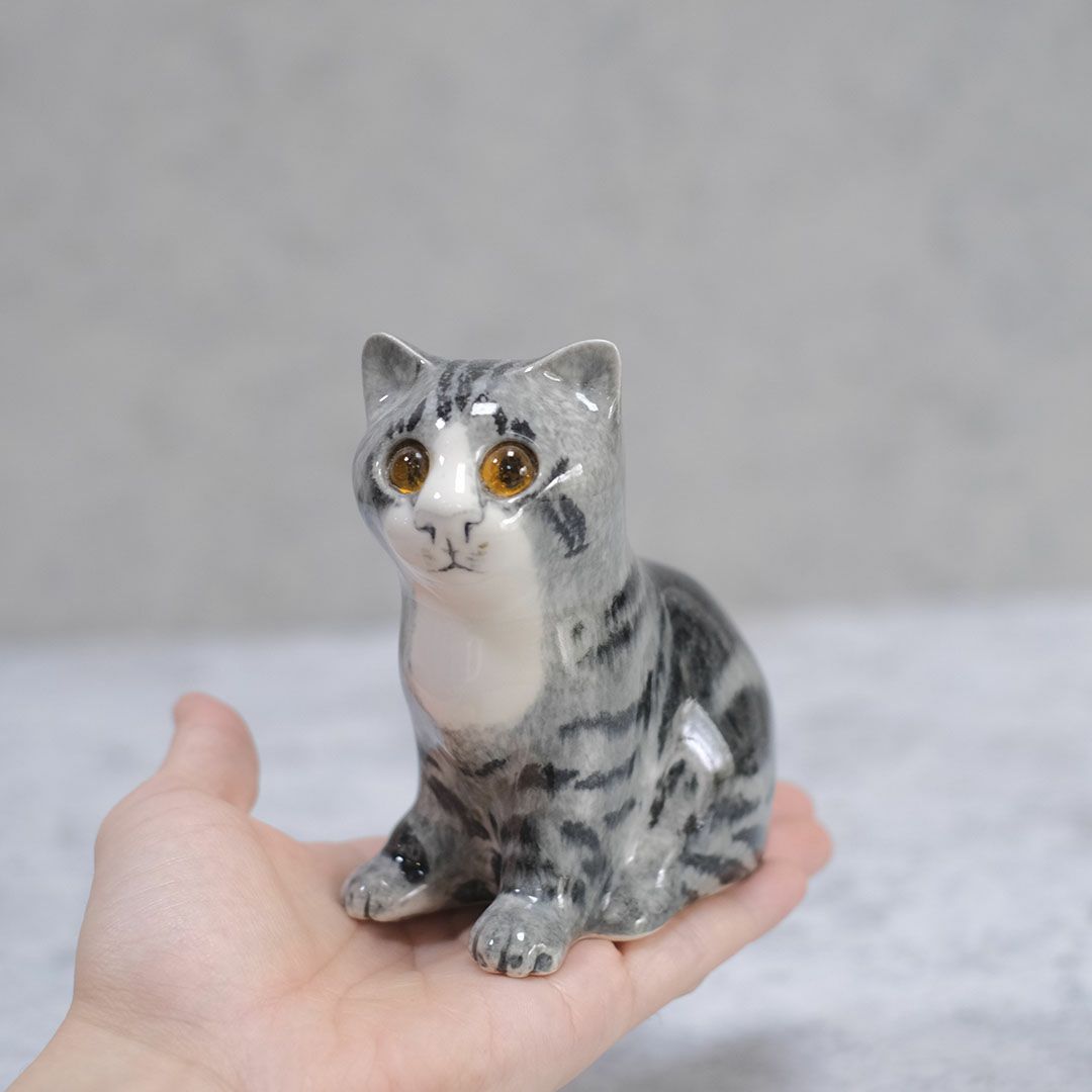 ヴィンテージWINSTANLEY CAT/ケンジントンキャット・子猫 silver tabby サバトラ イギリス 陶芸作家Jenny Winstanley6