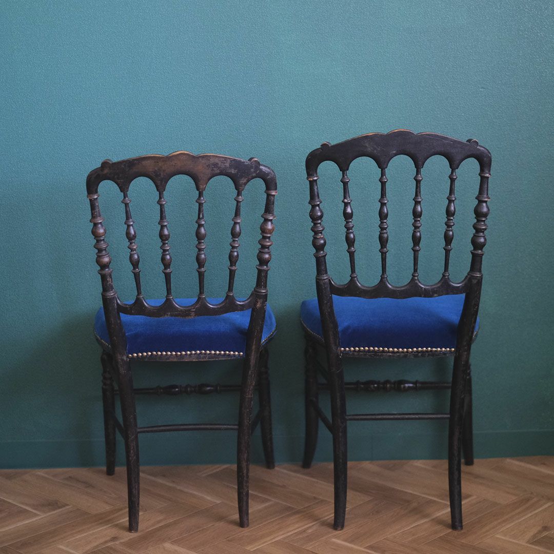 アンティーク ナポレオンチェア 椅子 青い座面 フランス アンティーク家具