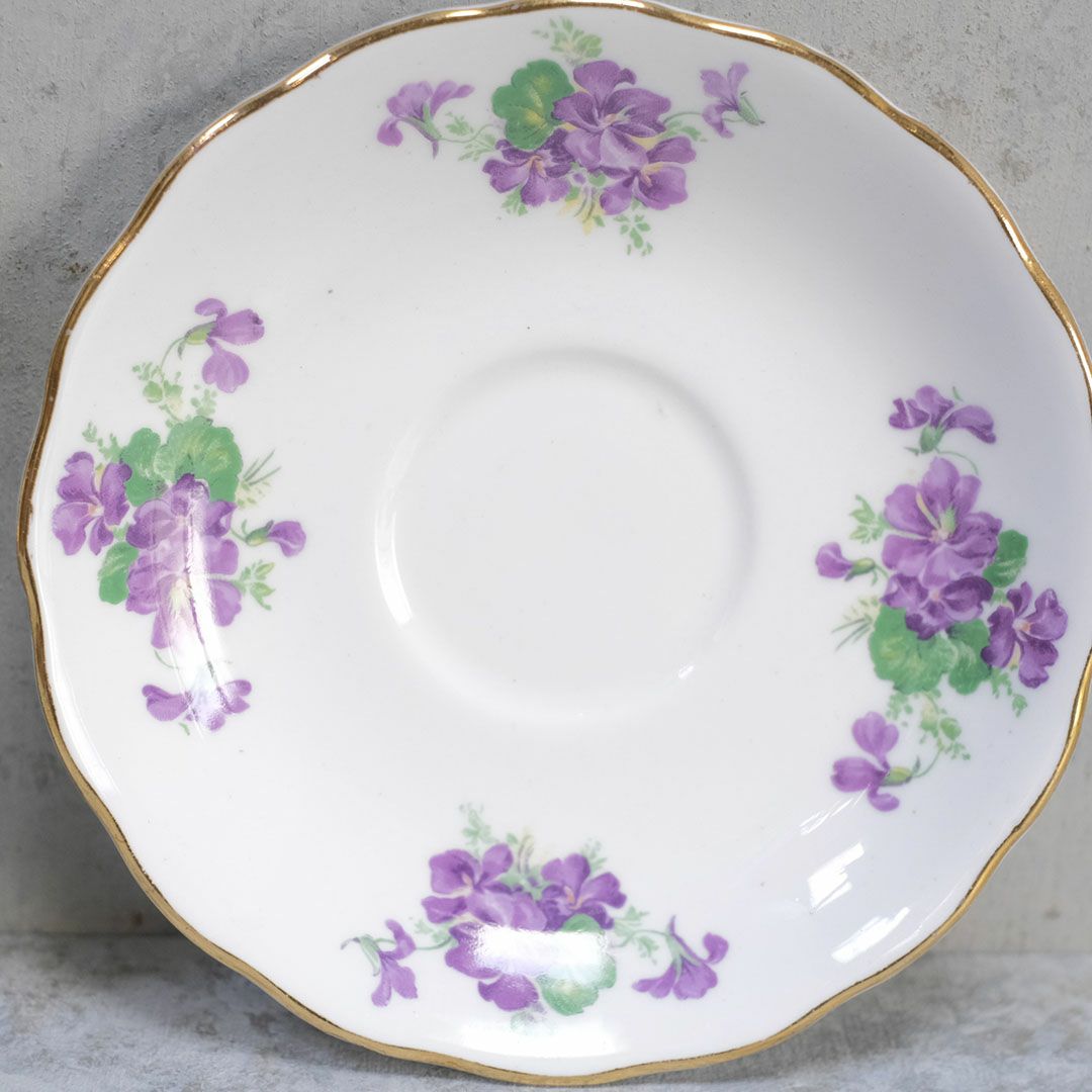 ヴィンテージティーカップトリオ Colclough(コルクラフ)菫 バイオレット イギリス6