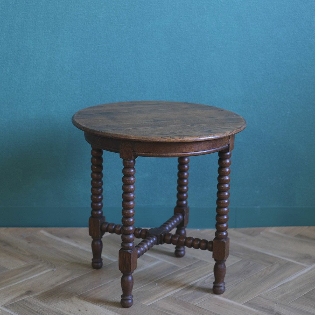 アンティークコーヒーテーブルボビンレッグ  フランス 丸いローテーブル/アンティーク家具2