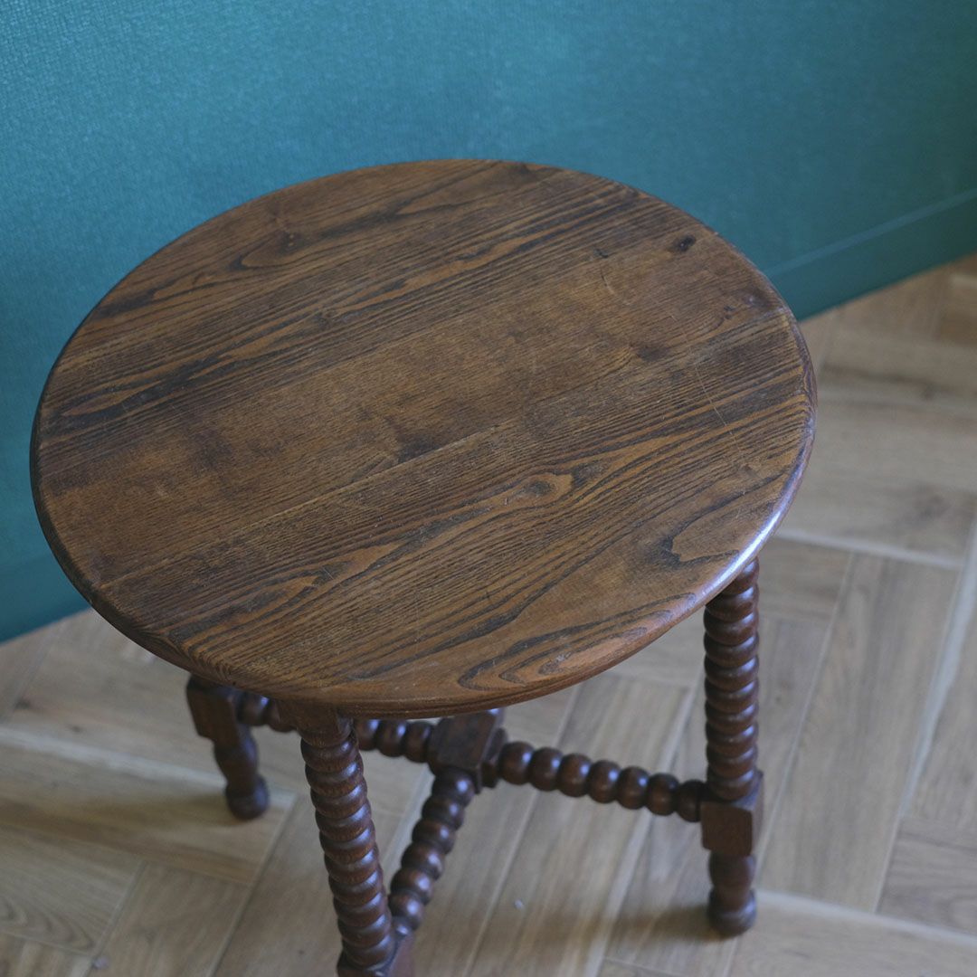 アンティークコーヒーテーブルボビンレッグ  フランス 丸いローテーブル/アンティーク家具5