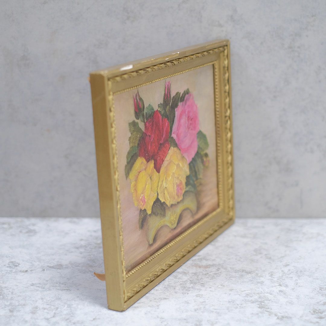ヴィンテージ油絵 薔薇 イギリス 絵画