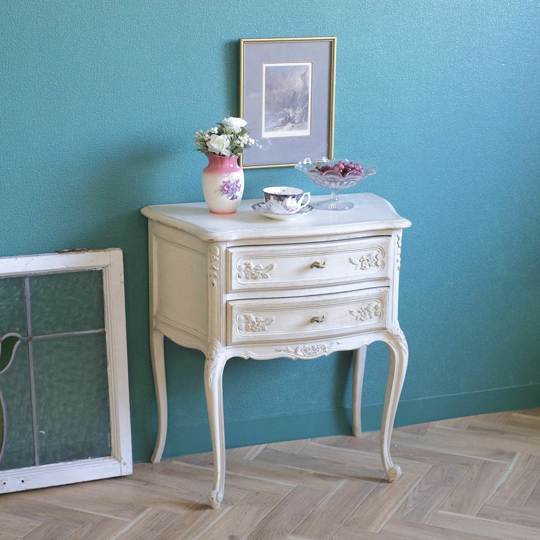 ヴィンテージ フレンチ ドロワーチェスト タンス 白 シャビーシック アンティーク家具