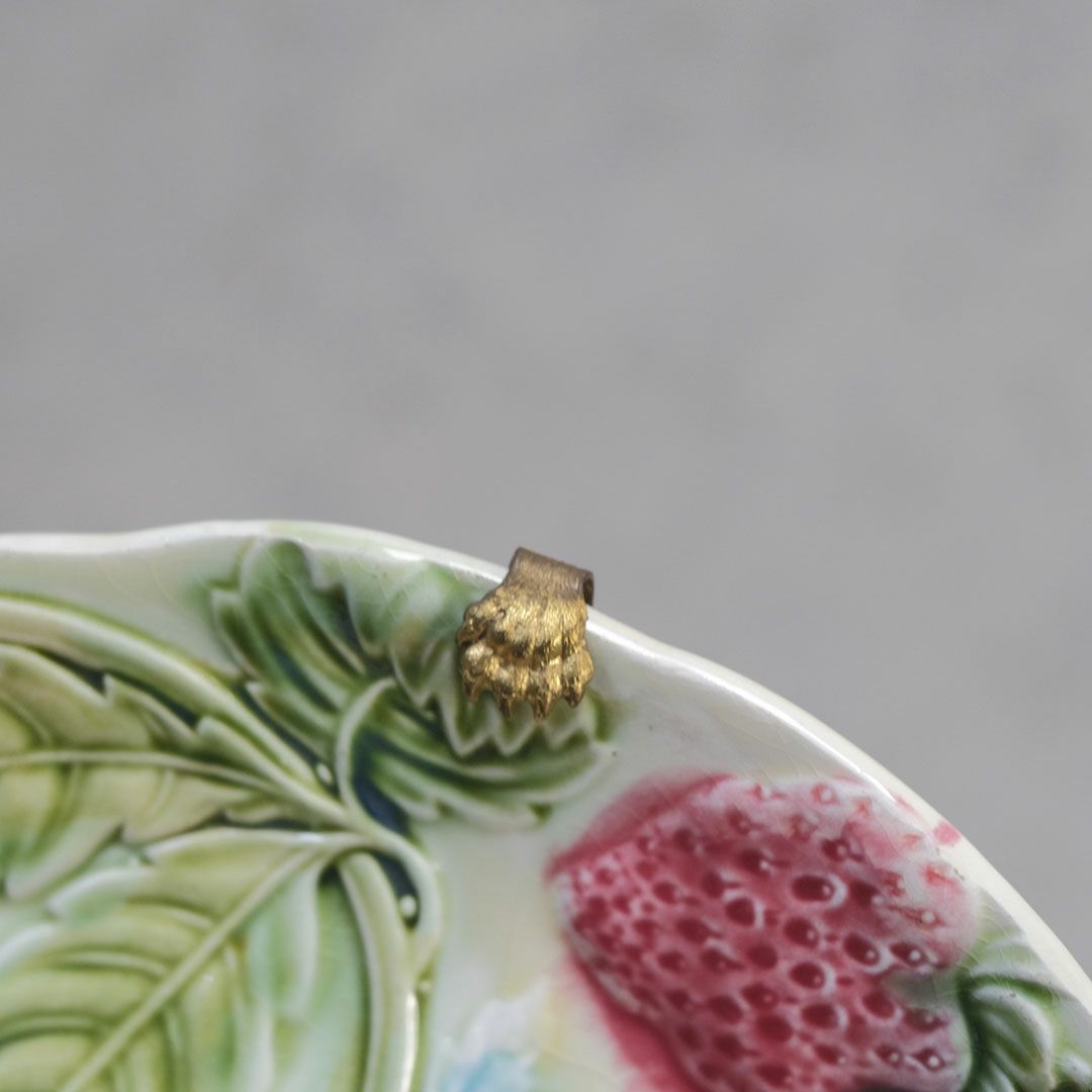 アンティーク バルボティーヌプレート 苺 フランスロレーヌのマジョリカ焼きのお皿 アンティーク食器5