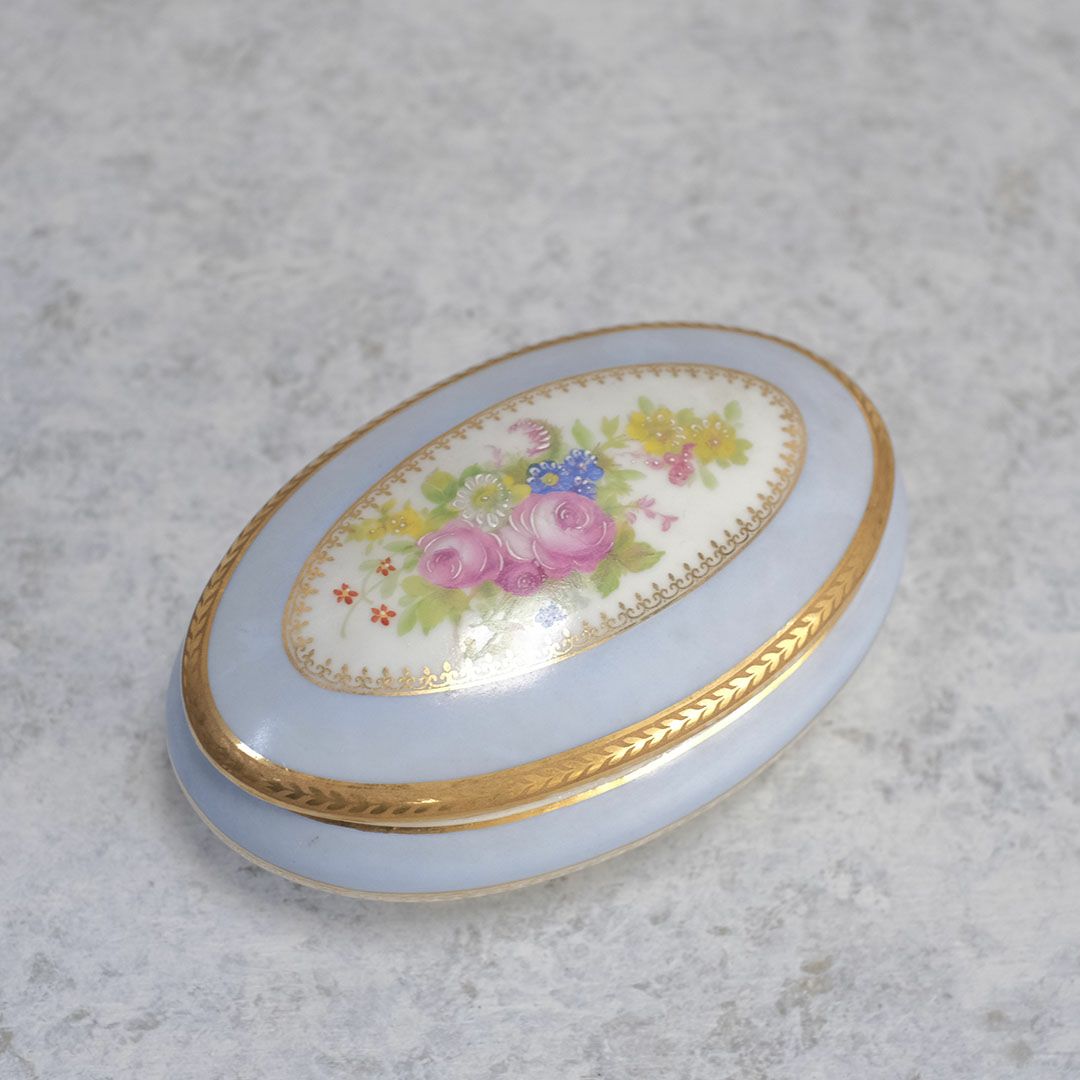 アンティークトリンケットボックス 陶器 LIMOGE(リモージュ) フランス 小物入れ1