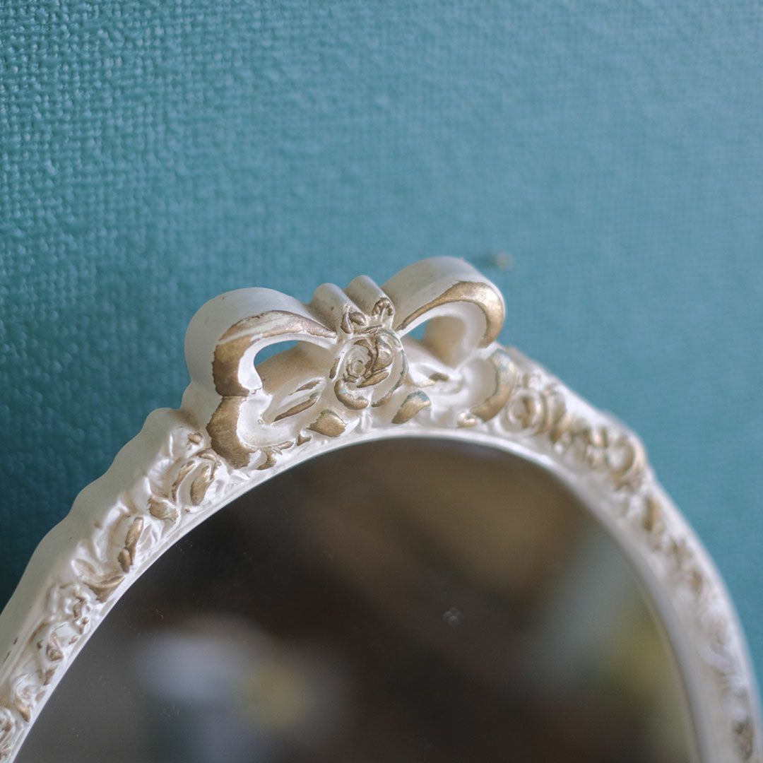 ヴィンテージ トリフォールドミラー ローズ イギリス ロココ様式リバイバルの鏡 三面鏡4