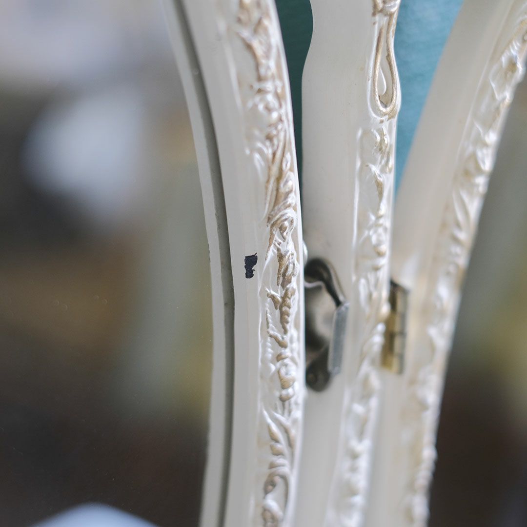 ヴィンテージ トリフォールドミラー ローズ イギリス ロココ様式リバイバルの鏡 三面鏡6