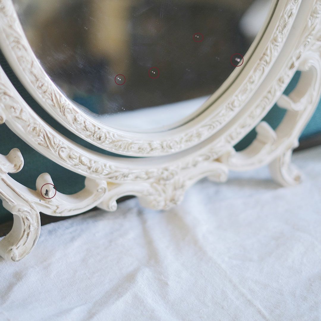 ヴィンテージ トリフォールドミラー ローズ イギリス ロココ様式リバイバルの鏡 三面鏡7