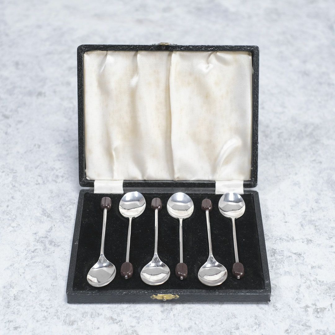 アンティークコーヒービーンズスプーン 6本セット イギリス 可愛い珈琲豆が装飾2