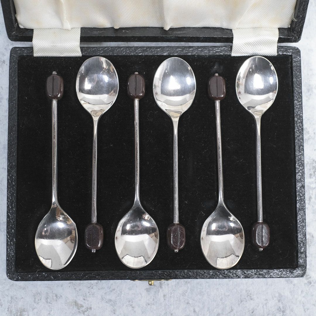 アンティークコーヒービーンズスプーン 6本セット イギリス 可愛い珈琲豆が装飾4