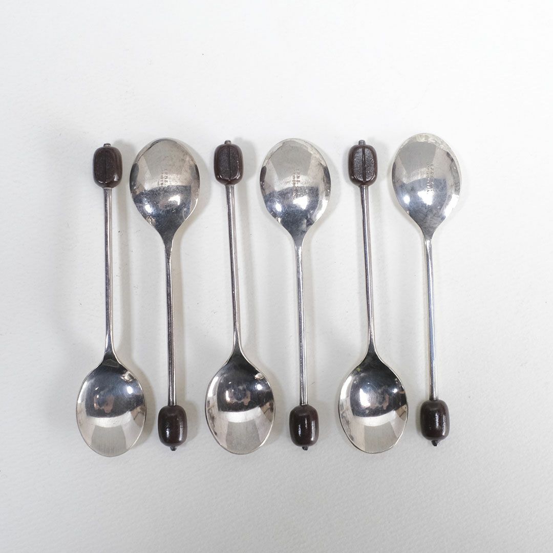 アンティークコーヒービーンズスプーン 6本セット イギリス 可愛い珈琲豆が装飾5