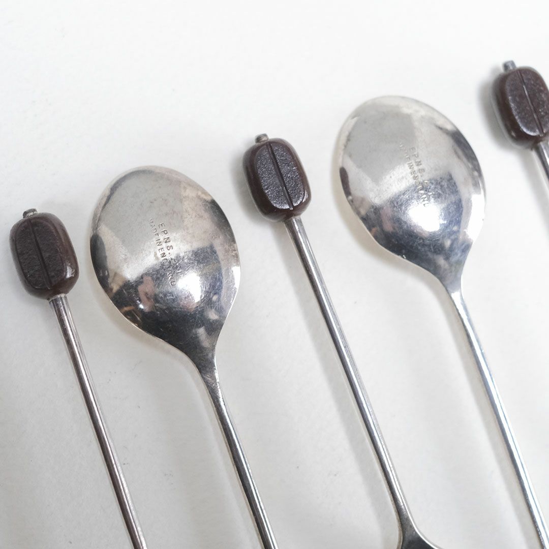 アンティークコーヒービーンズスプーン 6本セット イギリス 可愛い珈琲豆が装飾6