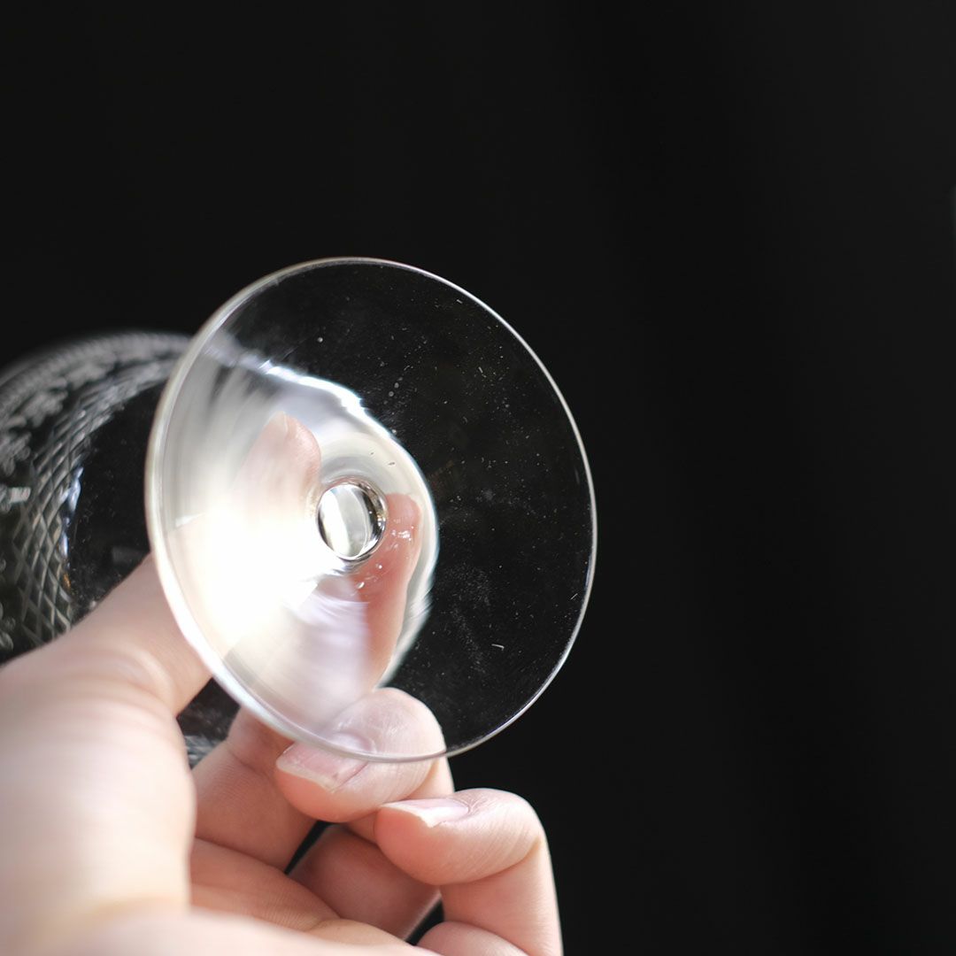 アンティーク クリスタル デザートグラス PALL MALL LADY HAMILTON イギリス エッチング模様