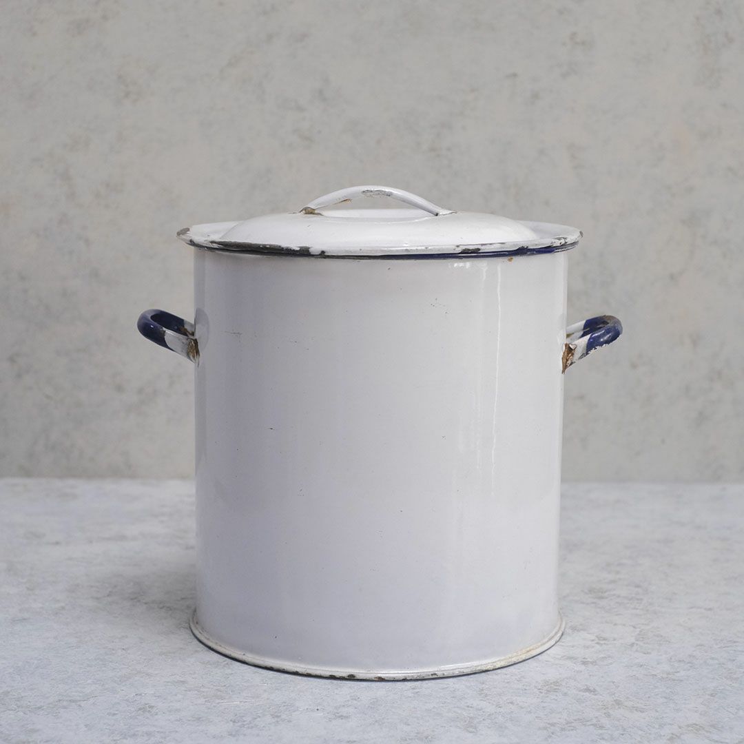 アンティーク ホーローFLOUR缶 イギリス 小麦粉保存容器 白い琺瑯ストッカー