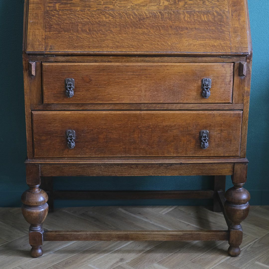 アンティーク ビューローブックケースD イギリス 本棚付きデスク/アンティーク家具