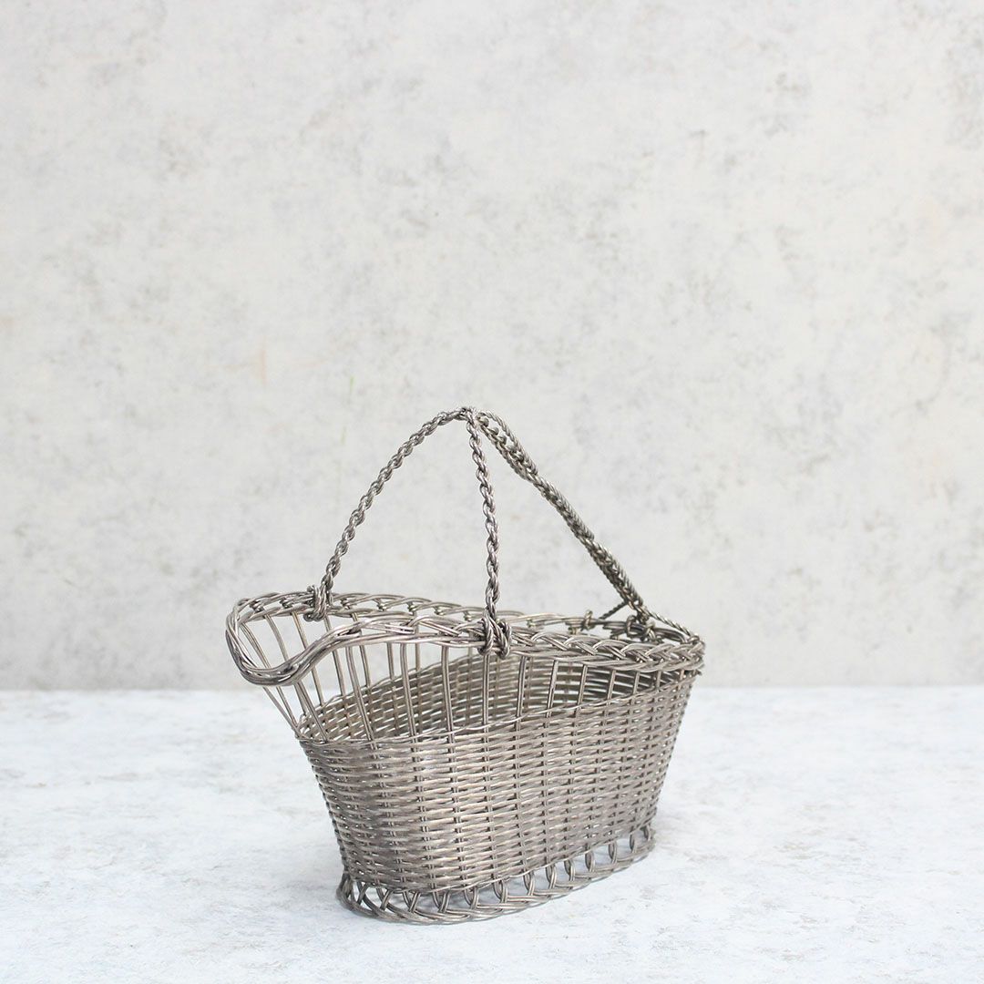 アンティーク 銀線細工ワインパニエ フランス シルバープレート製のワインボトルホルダー3