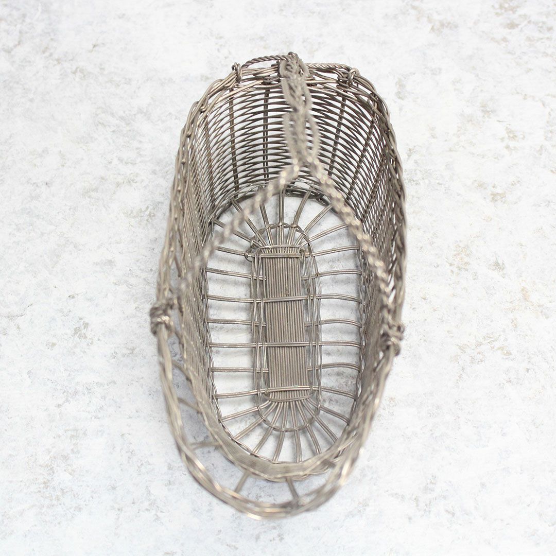 アンティーク 銀線細工ワインパニエ フランス シルバープレート製のワインボトルホルダー5