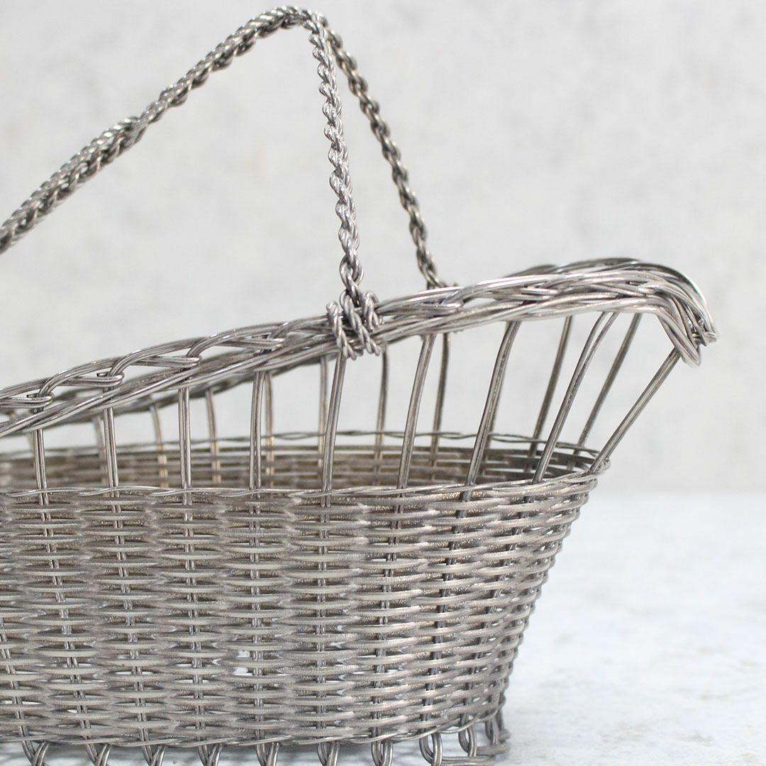 アンティーク 銀線細工ワインパニエ フランス シルバープレート製のワインボトルホルダー6