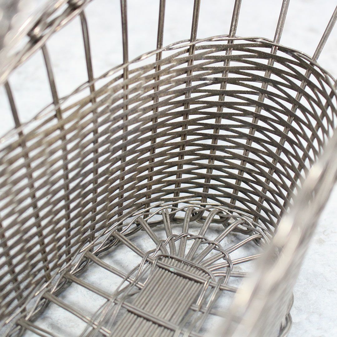 アンティーク 銀線細工ワインパニエ フランス シルバープレート製のワインボトルホルダー7