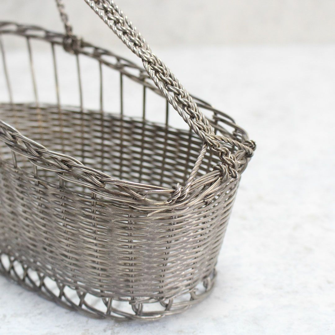 アンティーク 銀線細工ワインパニエ フランス シルバープレート製のワインボトルホルダー8