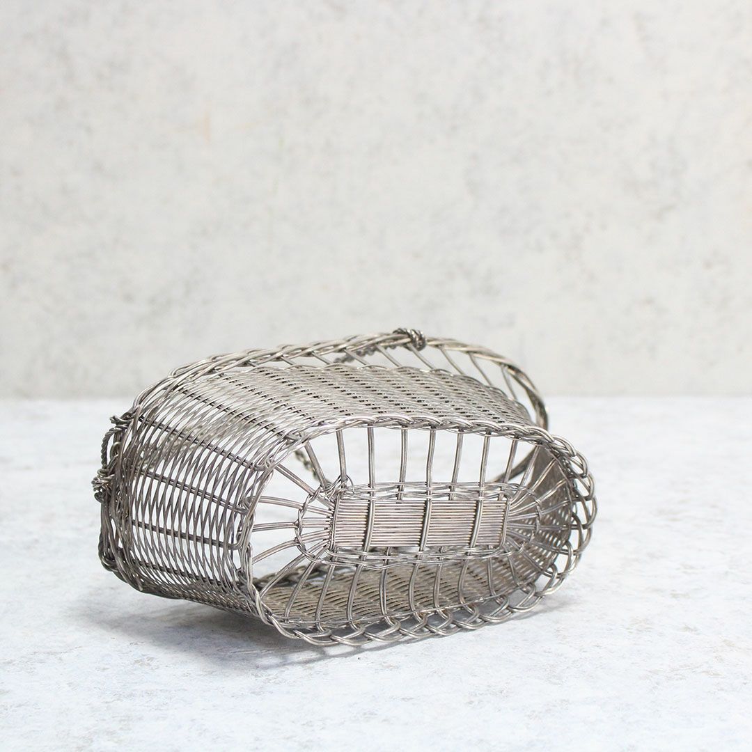 アンティーク 銀線細工ワインパニエ フランス シルバープレート製のワインボトルホルダー9