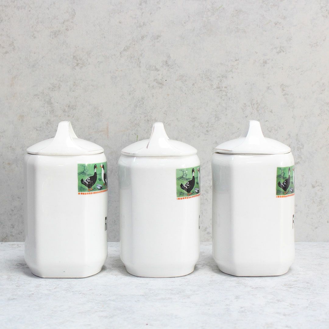 アンティーク キャニスターセット 鳥 チェコスロバキア 陶器