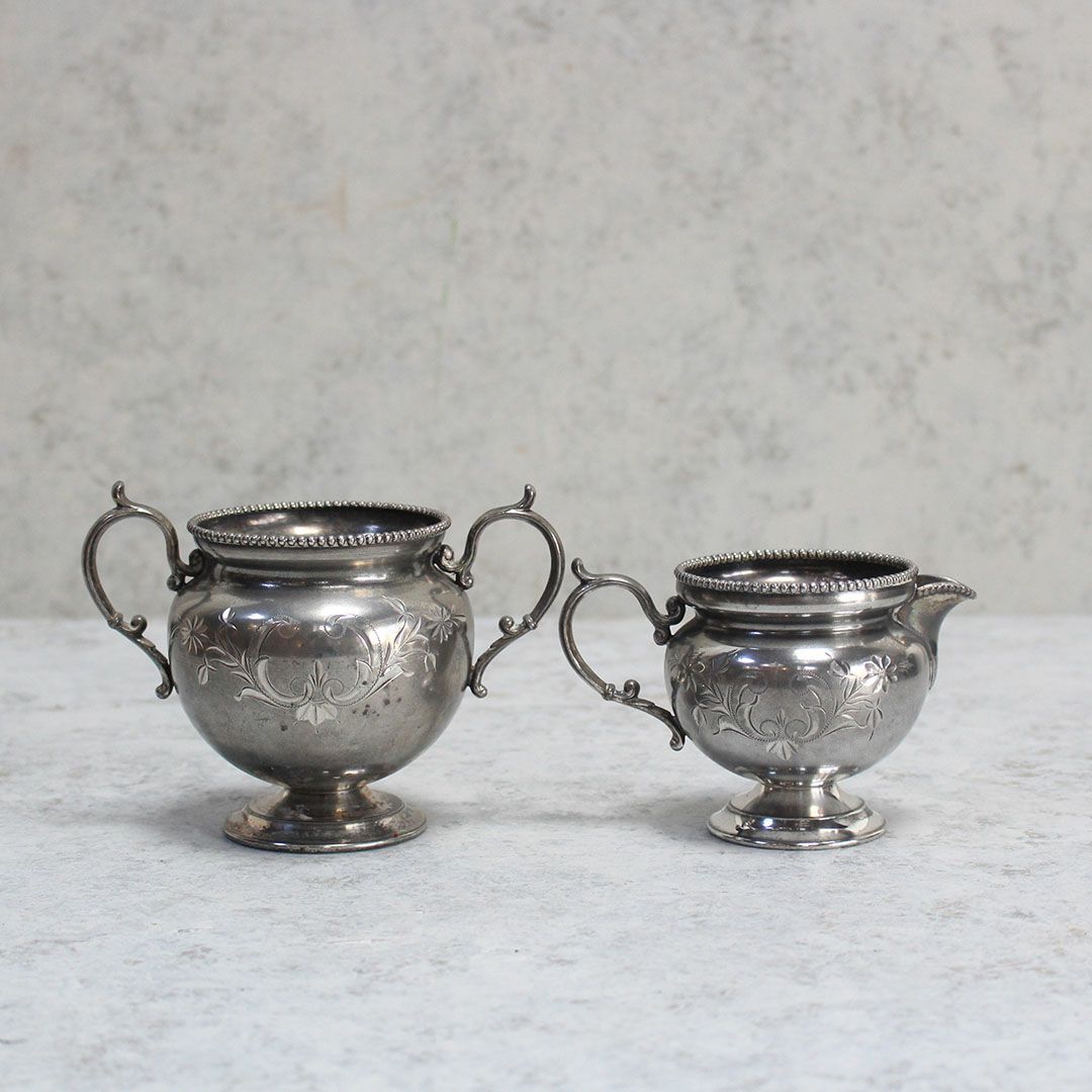 アンティークミルクポット シュガーボウル セット イギリス シルバープレート2