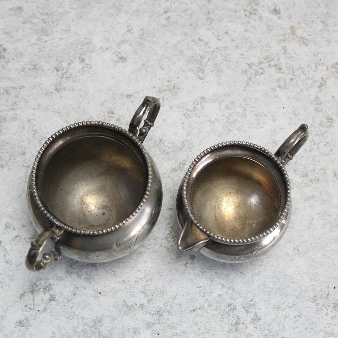 アンティークミルクポット シュガーボウル セット イギリス シルバープレート7