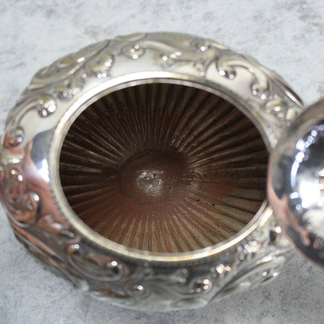 アンティーク シルバープレートティーポット ヴィクトリアンロココ 自然主義的なアカンサスモチーフ装飾