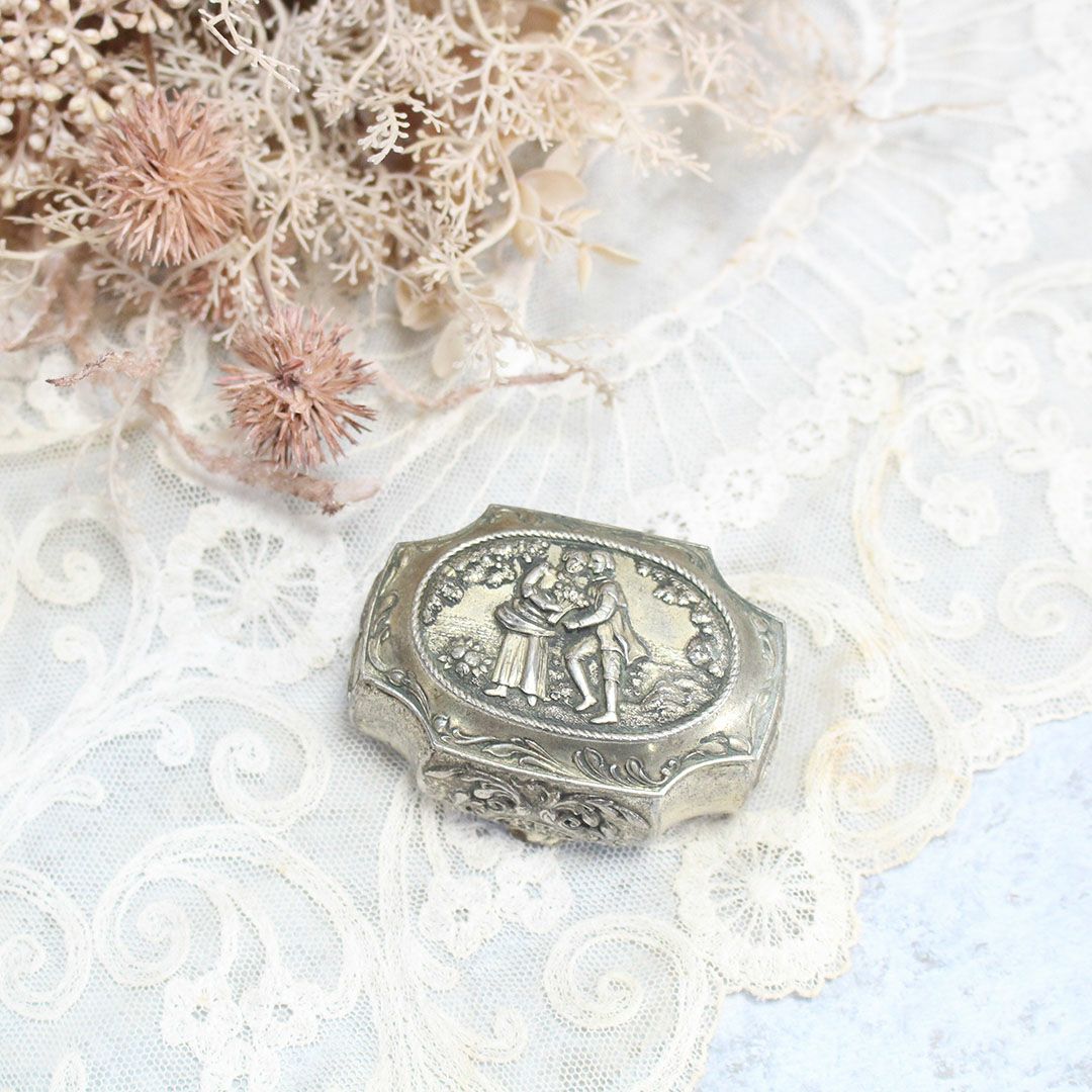 アンティークジュエリーボックス エタン 小物入れフランス 錫 アクセサリーケース