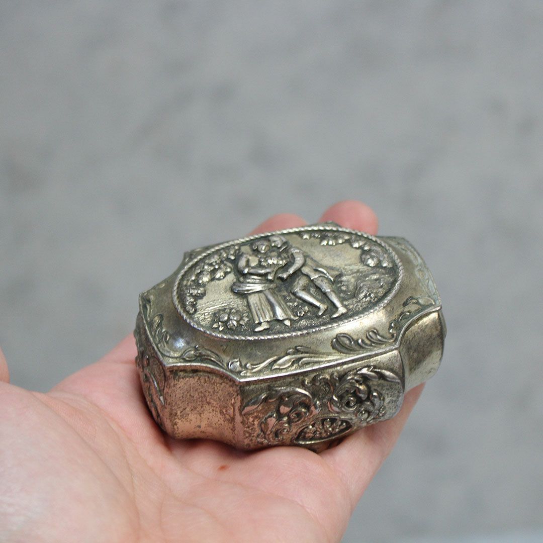 アンティークジュエリーボックス エタン 小物入れフランス 錫 アクセサリーケース4