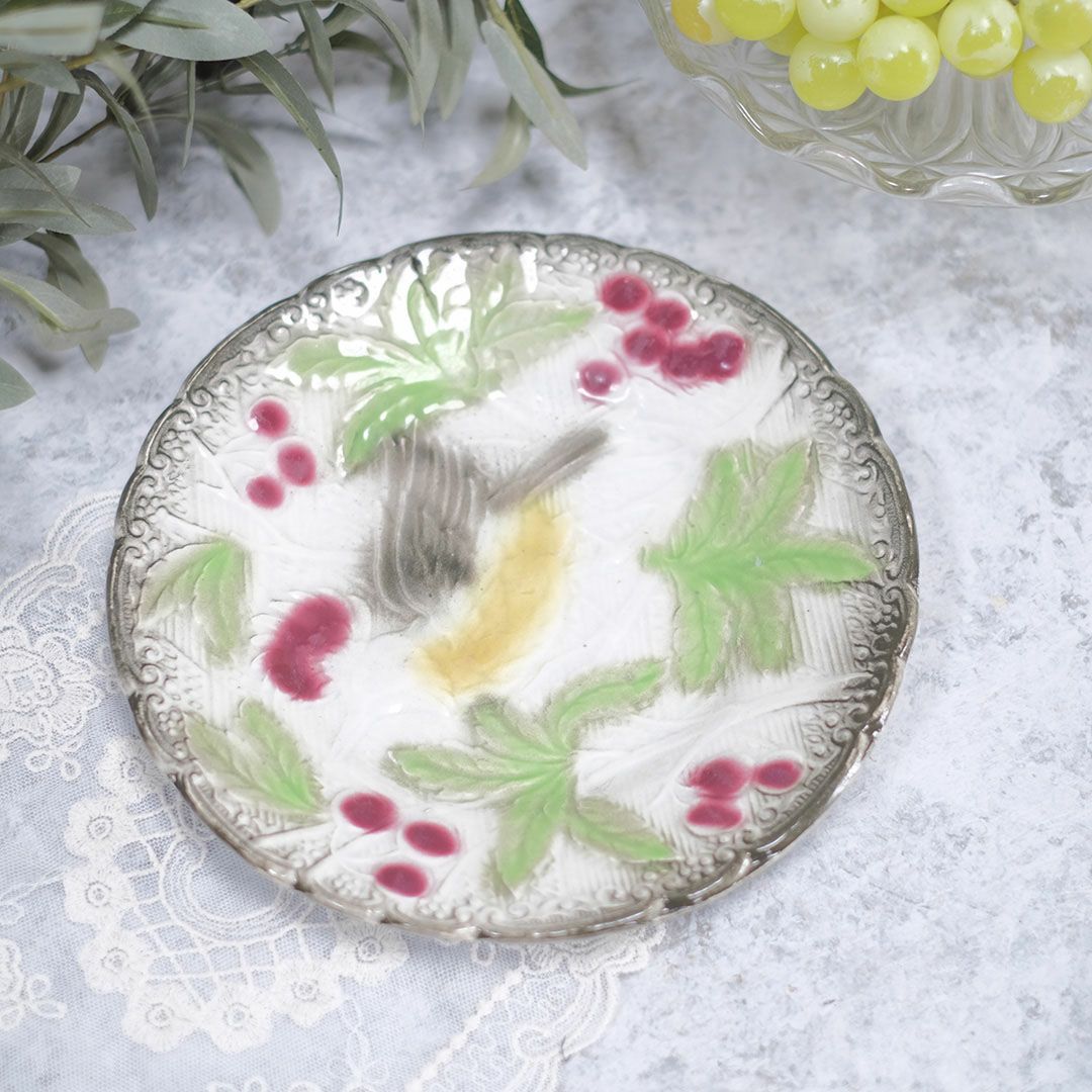 アンティークバルボティーヌプレート ロレーヌのマジョリカ焼き フレンチ・マジョリカ/アンティーク食器