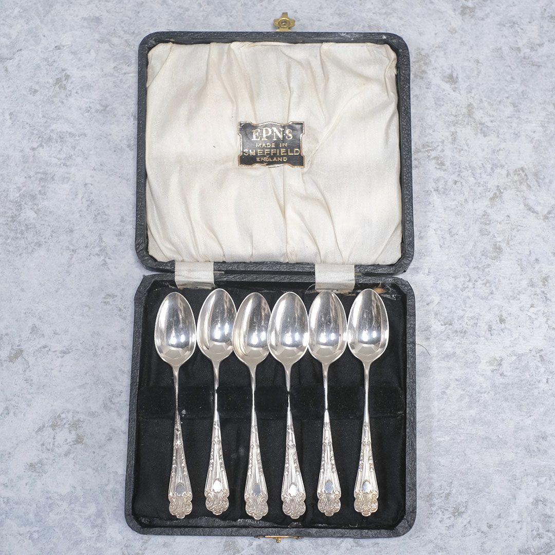 アンティーク コーヒースプーンセット ヴィクトリアン 専用箱付き シルバープレート イギリス